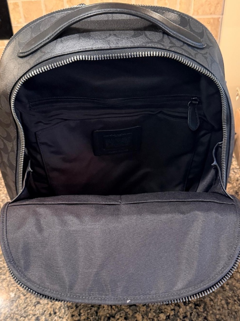 Gently Used - Coach Men’s Backpack In Signature Charcoal/Black - Picture 6 of 11